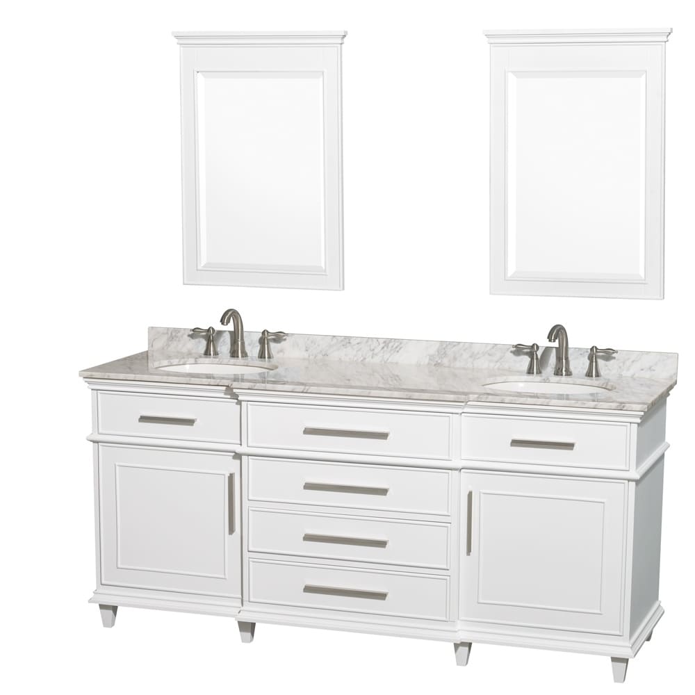 Wyndham Collection Berkeley 72 inch White Double Bathroom Vanity White Size Double Vanities