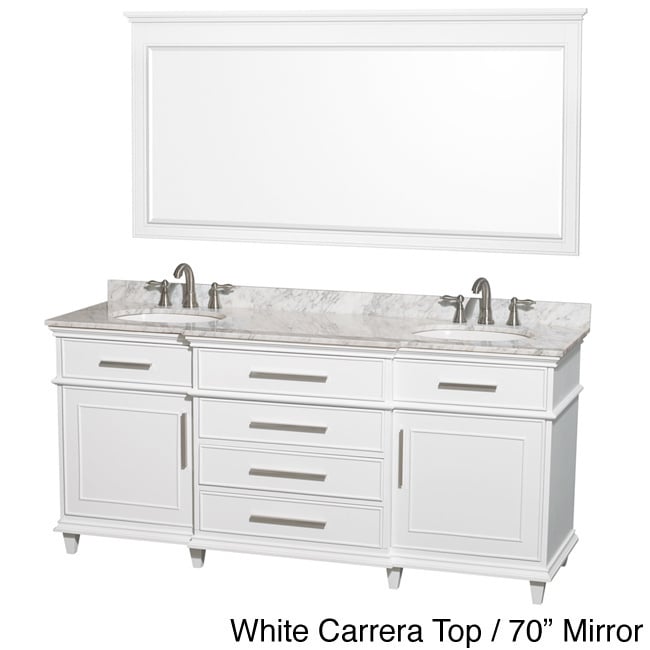 Wyndham Collection Berkeley 72 inch White Double Bathroom Vanity White Size Double Vanities