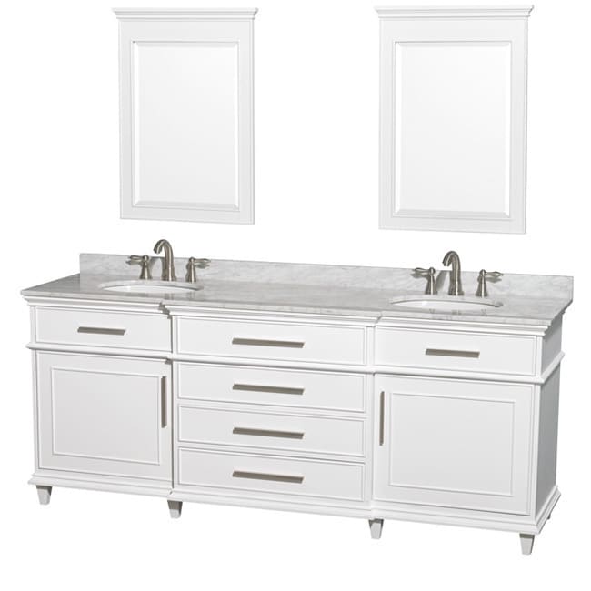 Wyndham Collection Berkeley White 80 inch Double Bathroom Vanity White Size Double Vanities