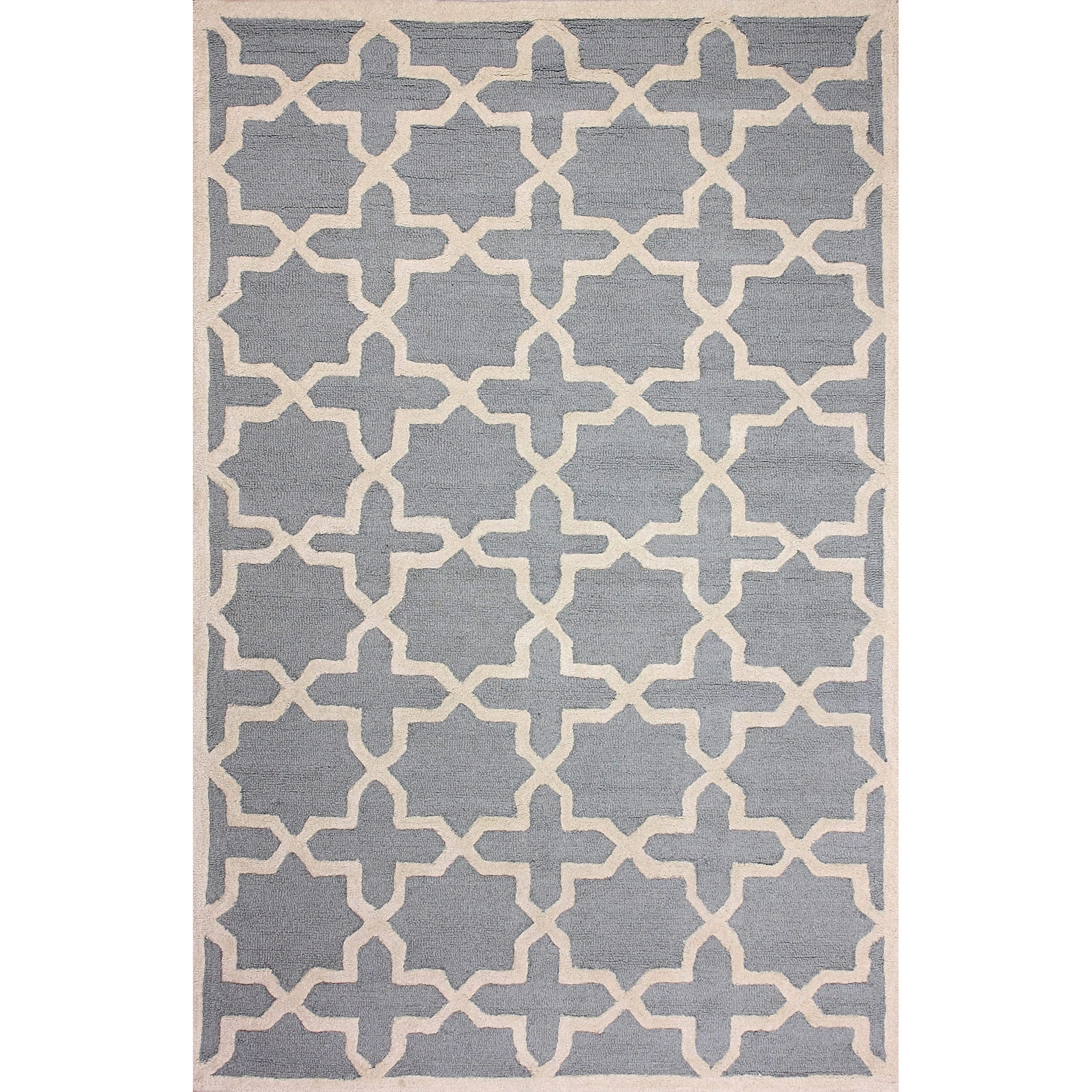 Nuloom Handmade Moroccan Trellis Blue Wool Rug (5 X 8)