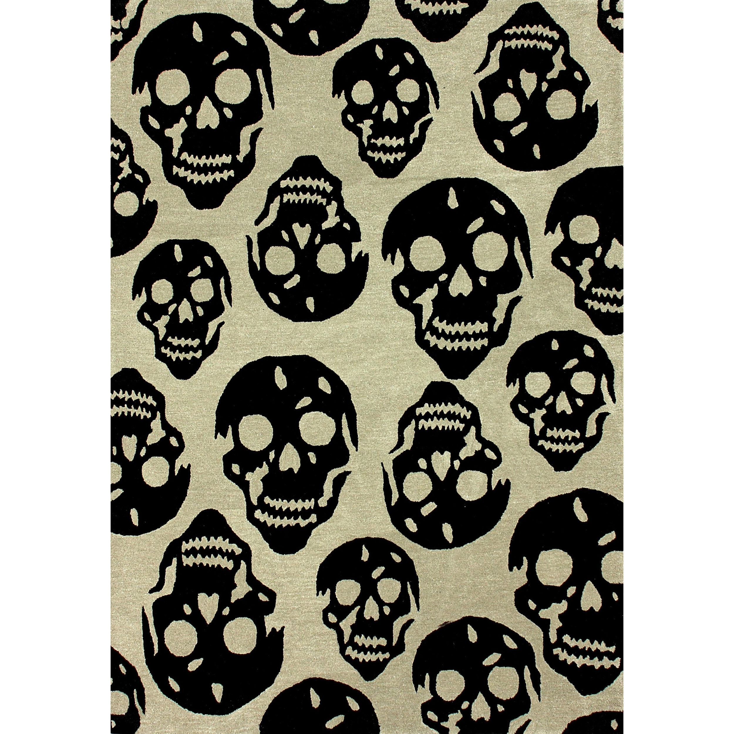 Nuloom Hand tufted Kids Skeleton Skulls Black Wool Rug (5 X 76)