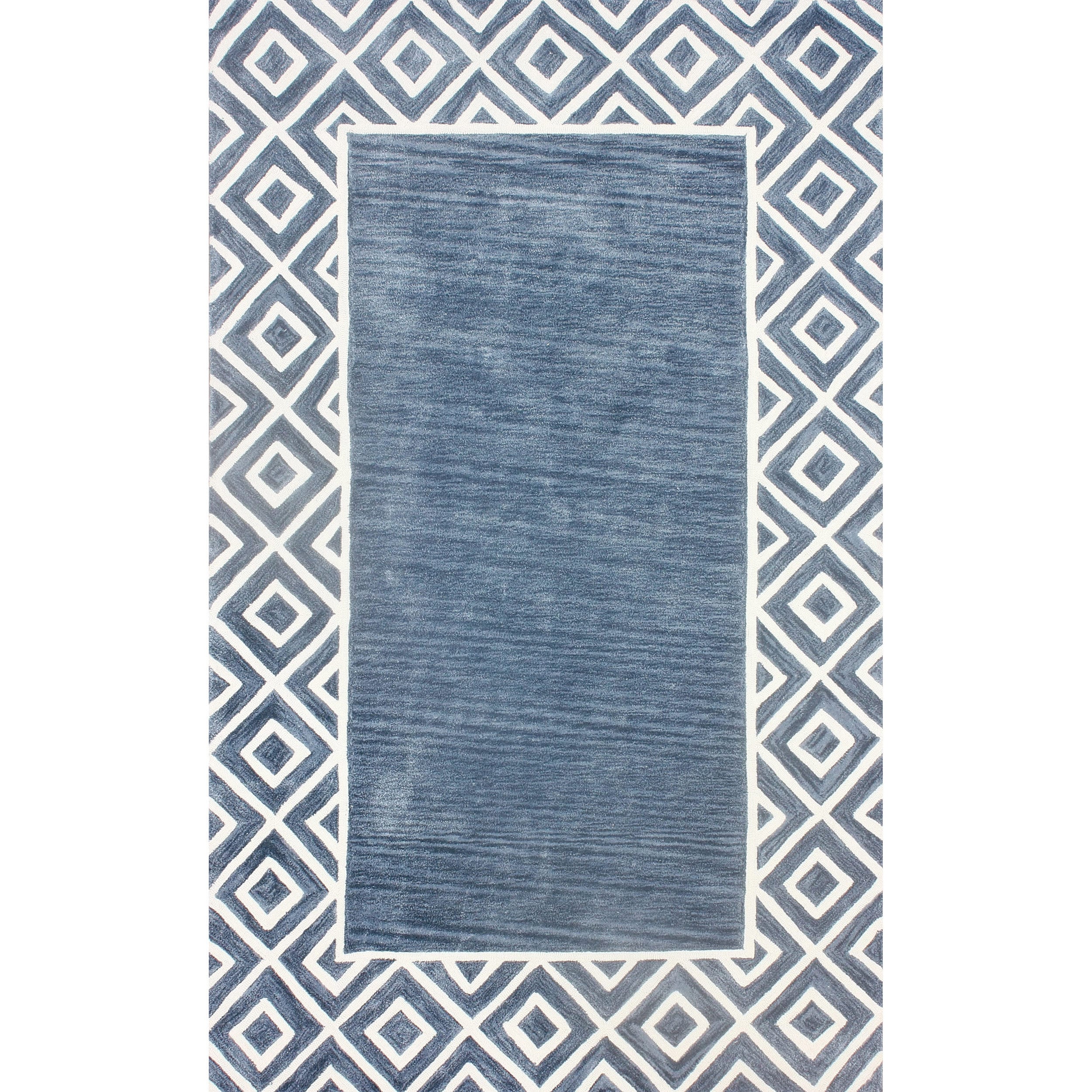 Nuloom Hand tufed Abrash Diamond Border Blue Rug (5 X 8)