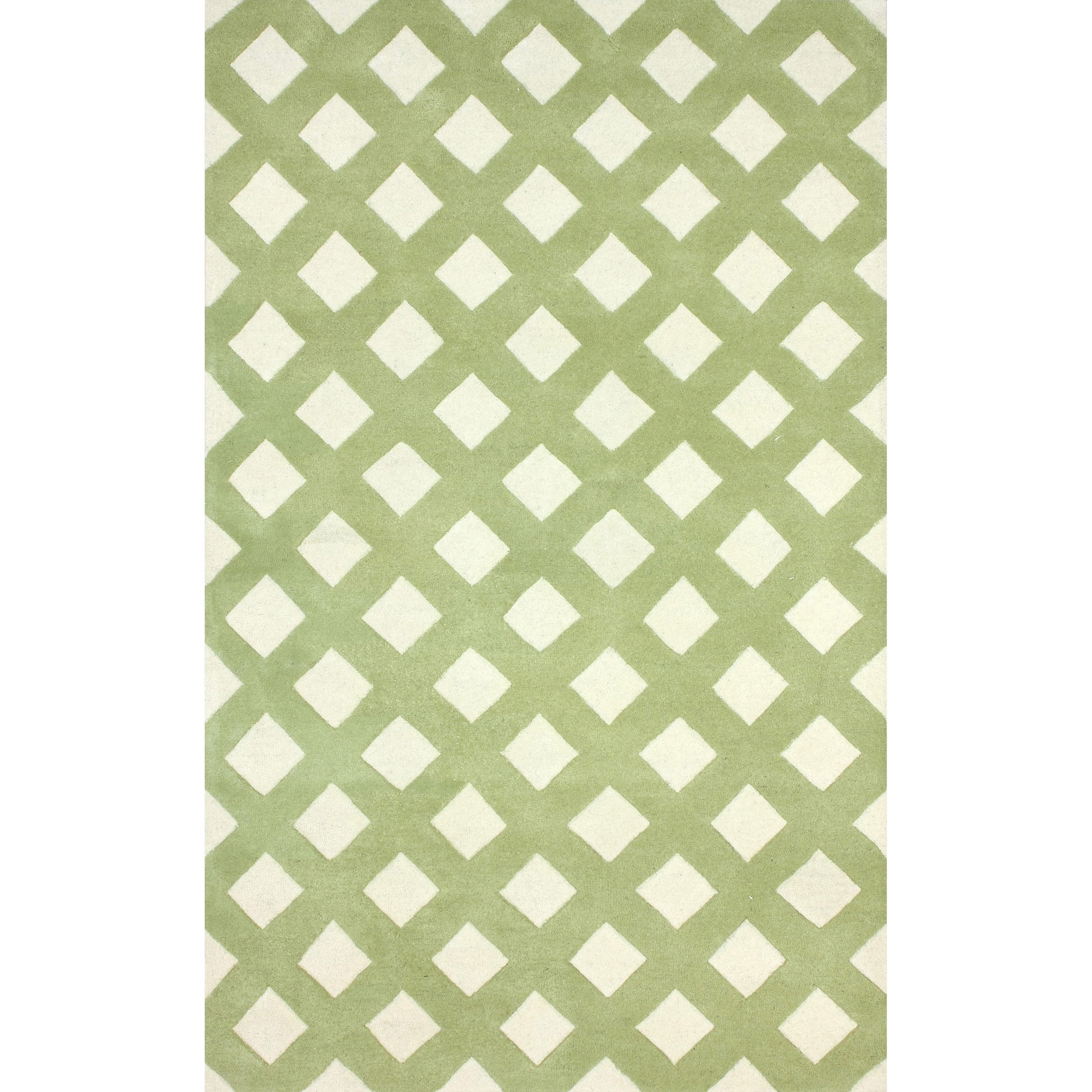 Nuloom Hand tufted Trellis Green Wool Rug (76 X 96)