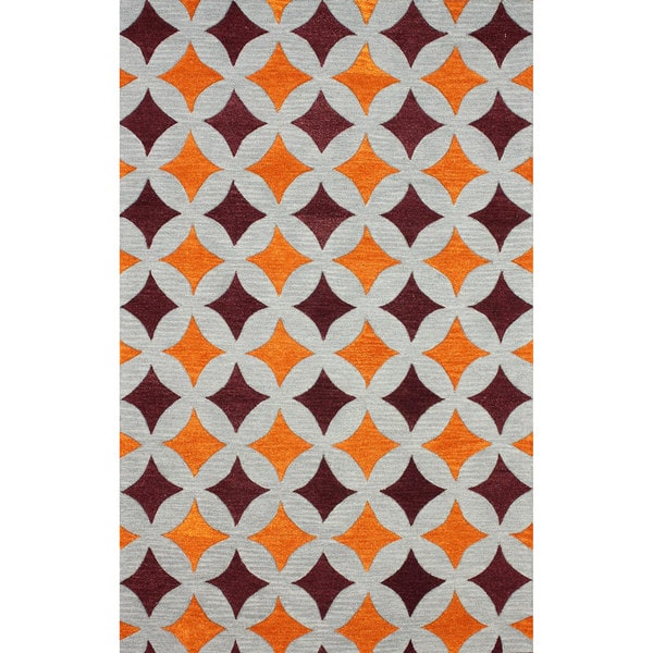 nuLOOM Handmade Star Trellis Orange Wool Rug (76 x 96)