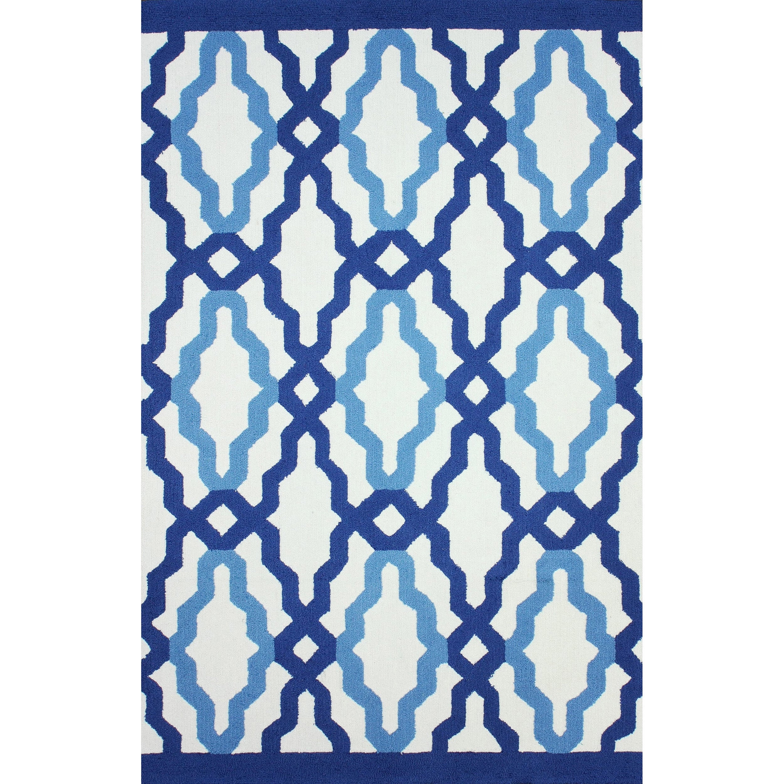 Nuloom Hand hooked Indoor/ Outdoor Trellis Blue Rug (76 X 96)