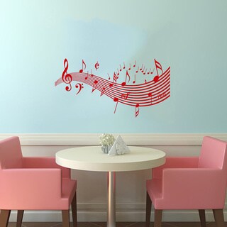 Notes Red Waves Musical Treble Clef Wall Vinyl Decal - Bed Bath ...