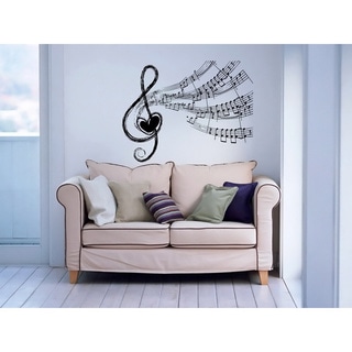 Notes Waves Musical Treble Clef Heart Wall Vinyl Decal - Bed Bath ...