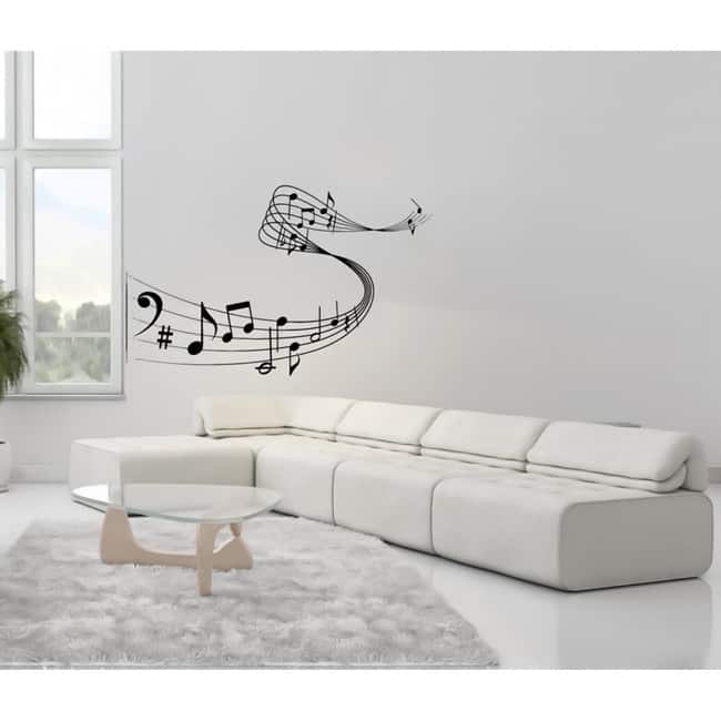 Notes Waves Drifting Musical Treble Clef Wall Vinyl Decal - Overstock ...