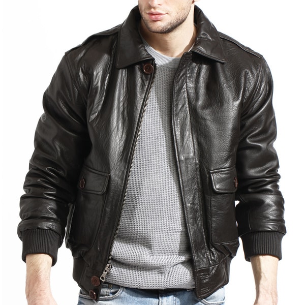 Tanners Avenue Men's Brown Lambskin Leather Bomber Jacket Jackets