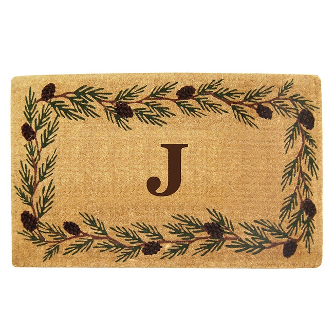 Handmade Monogrammed Evergreen Border Coir Door Mat (110 X 3)