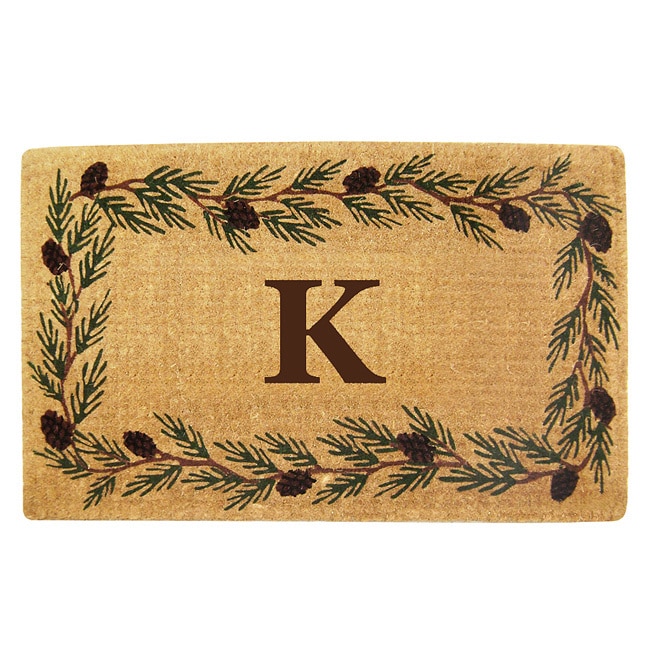 Handmade Monogrammed Evergreen Border Coir Door Mat (110 X 3)