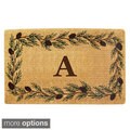 Handmade Monogrammed Evergreen Border Coir Door Mat (1'10 x 3')