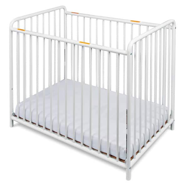 slide 2 of 2, Foundations Chelsea Euro Slatted Mini Crib in White