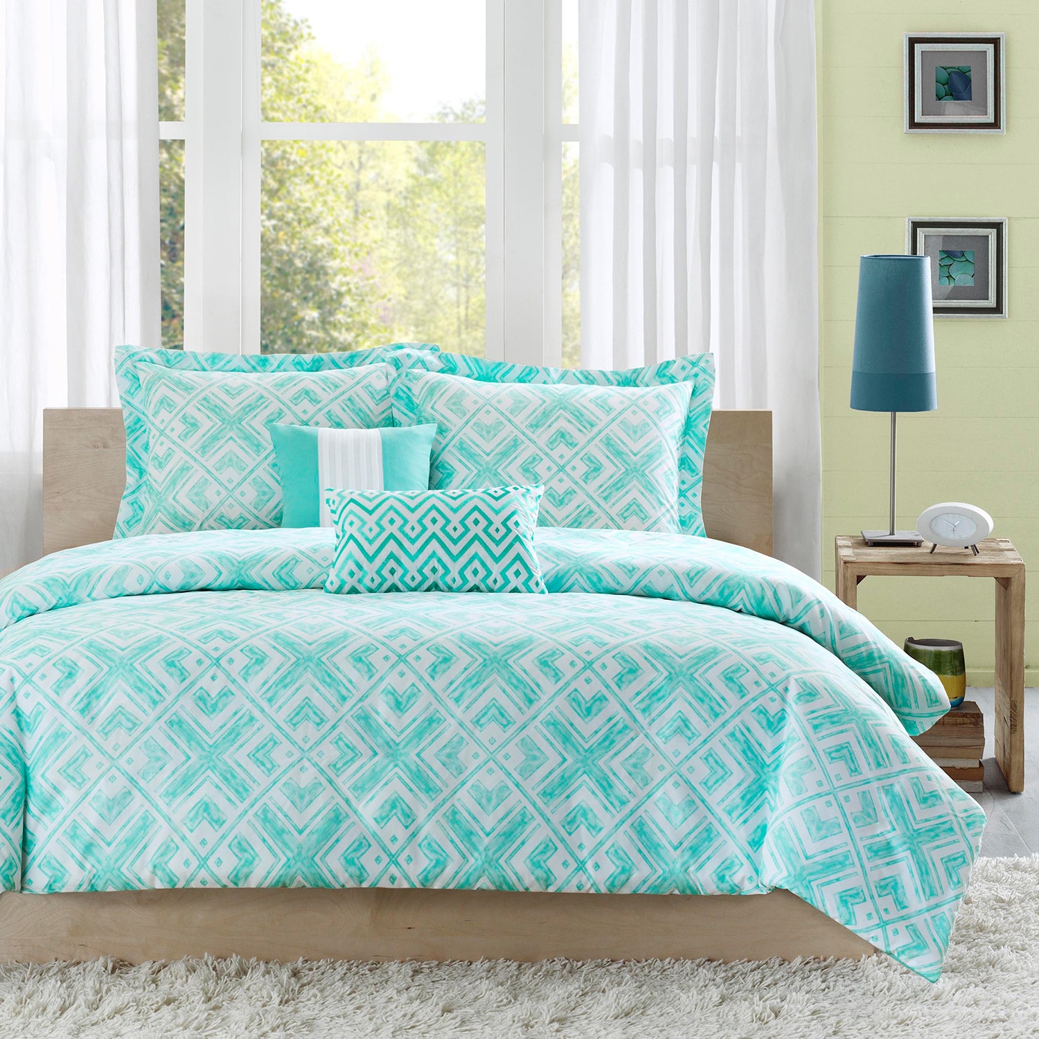 Id intelligent Designs Id intelligent Design Natalie 3 piece Duvet Cover Set Green Size Twin