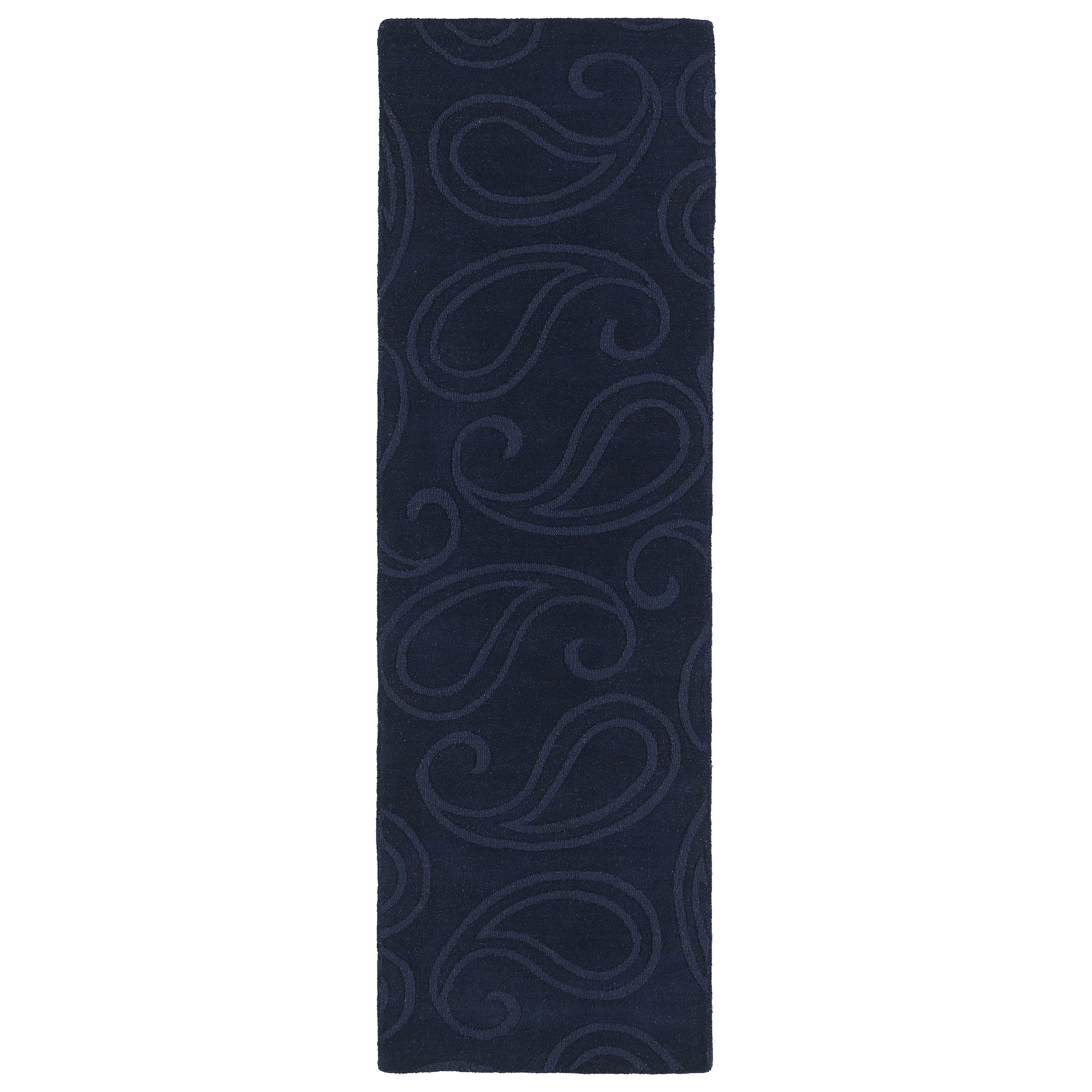 Trends Navy Paisley Wool Rug (26 X 8)