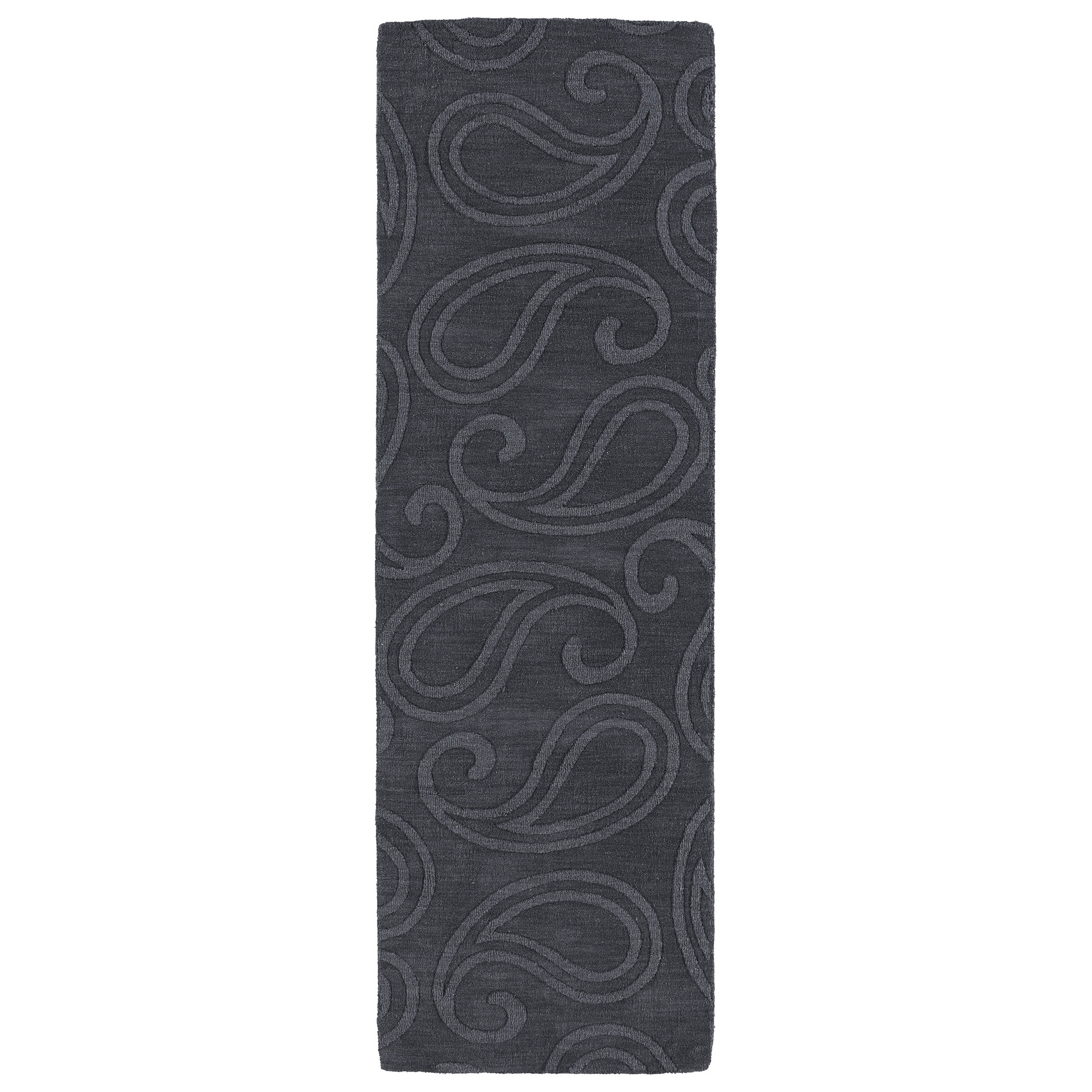 Trends Charcoal Paisley Wool Rug (26 X 8)