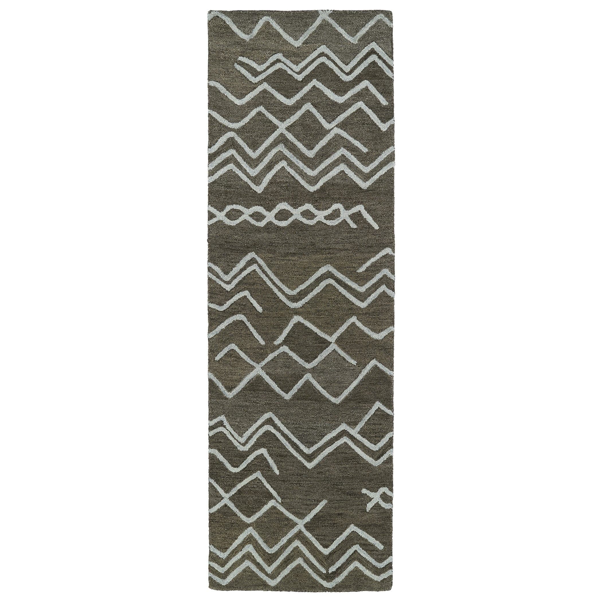 Hand tufted Utopia Cascade Charcoal Wool Rug (26 X 8)