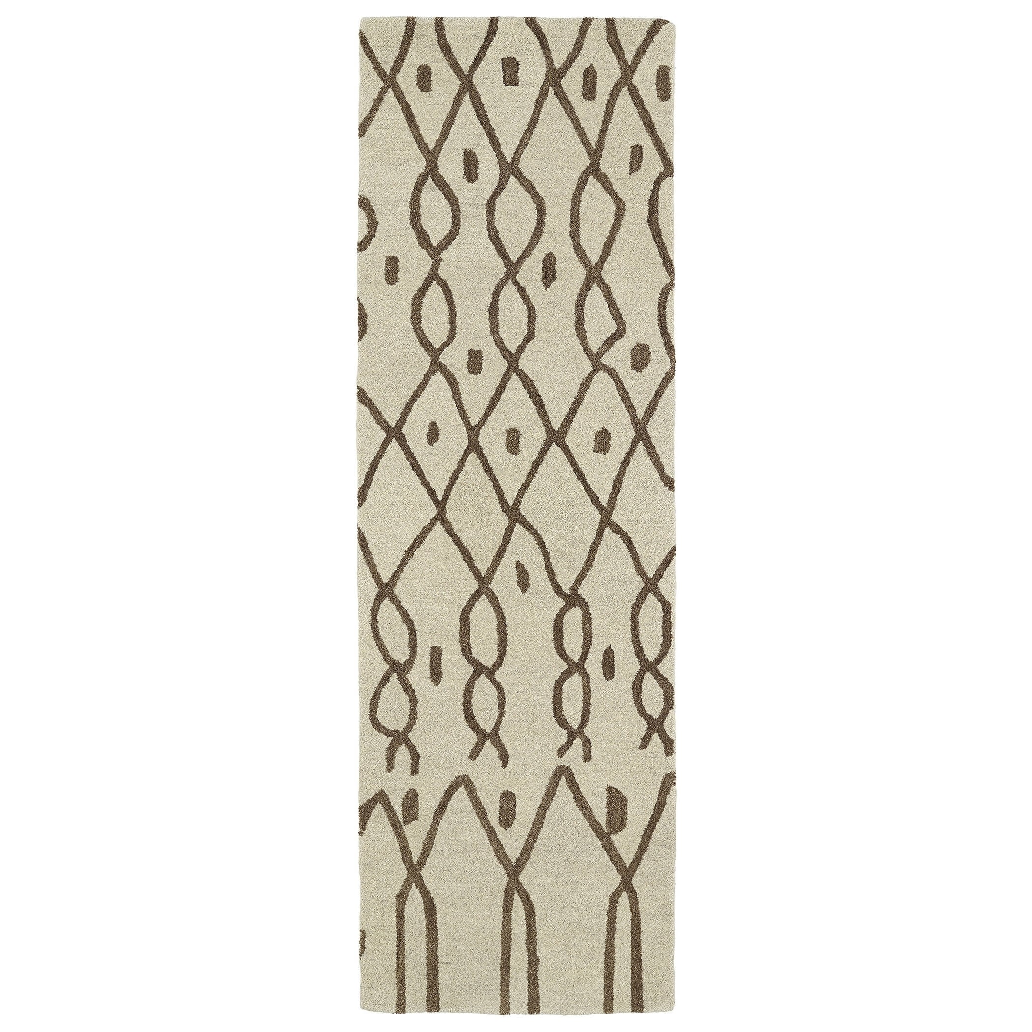 Hand tufted Utopia Fringe Brown Wool Rug (26 X 8)