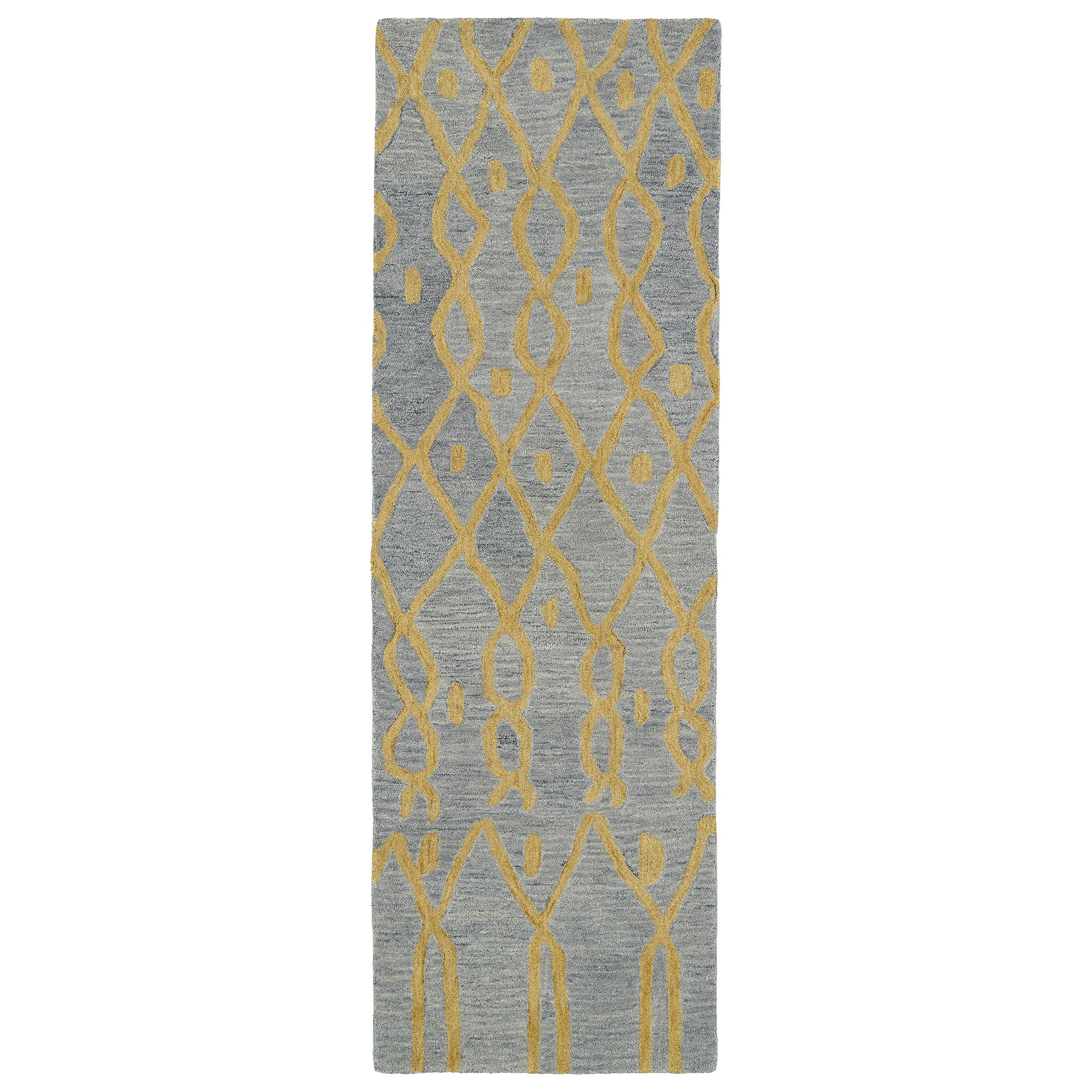 Hand tufted Utopia Fringe Blue Wool Rug (26 X 8)