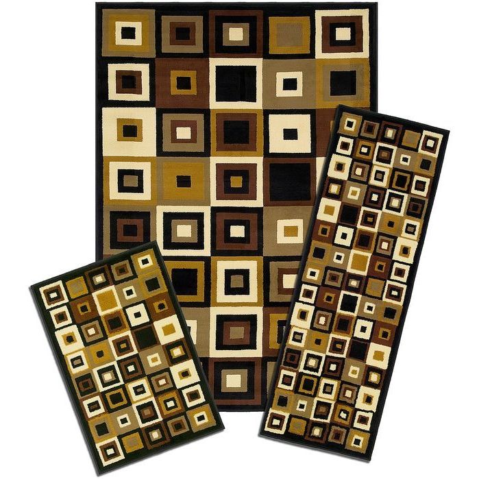 Capri Southwest Tiles 3 piece Rug Set