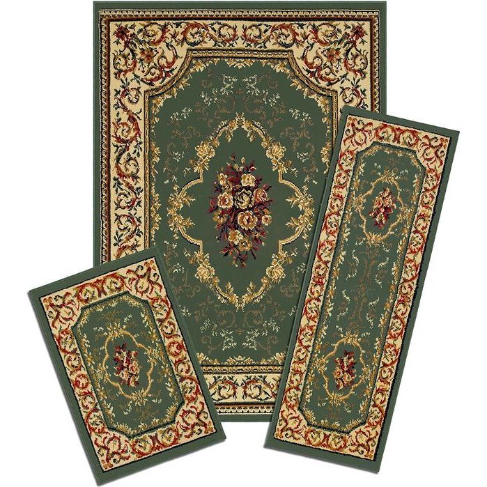 Capri Rose Garden 3 piece Rug Set