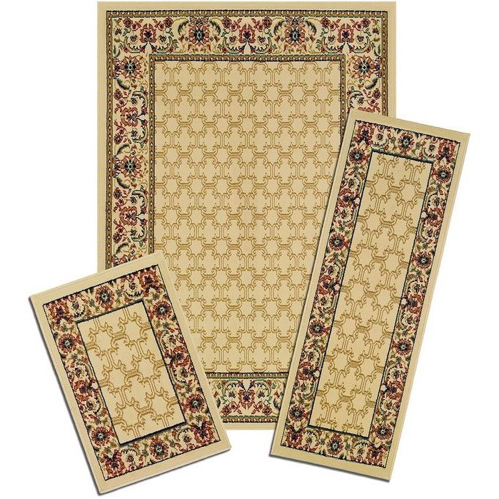 Capri Golden Lattice 3 piece Rug Set