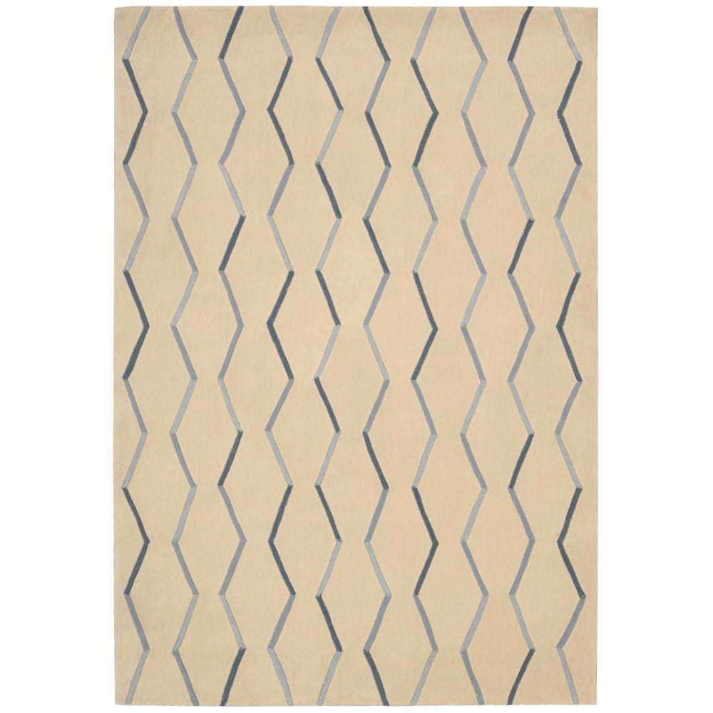 Hand tufted Nourison Contours Ivory/ Blue Rug (73 X 93)