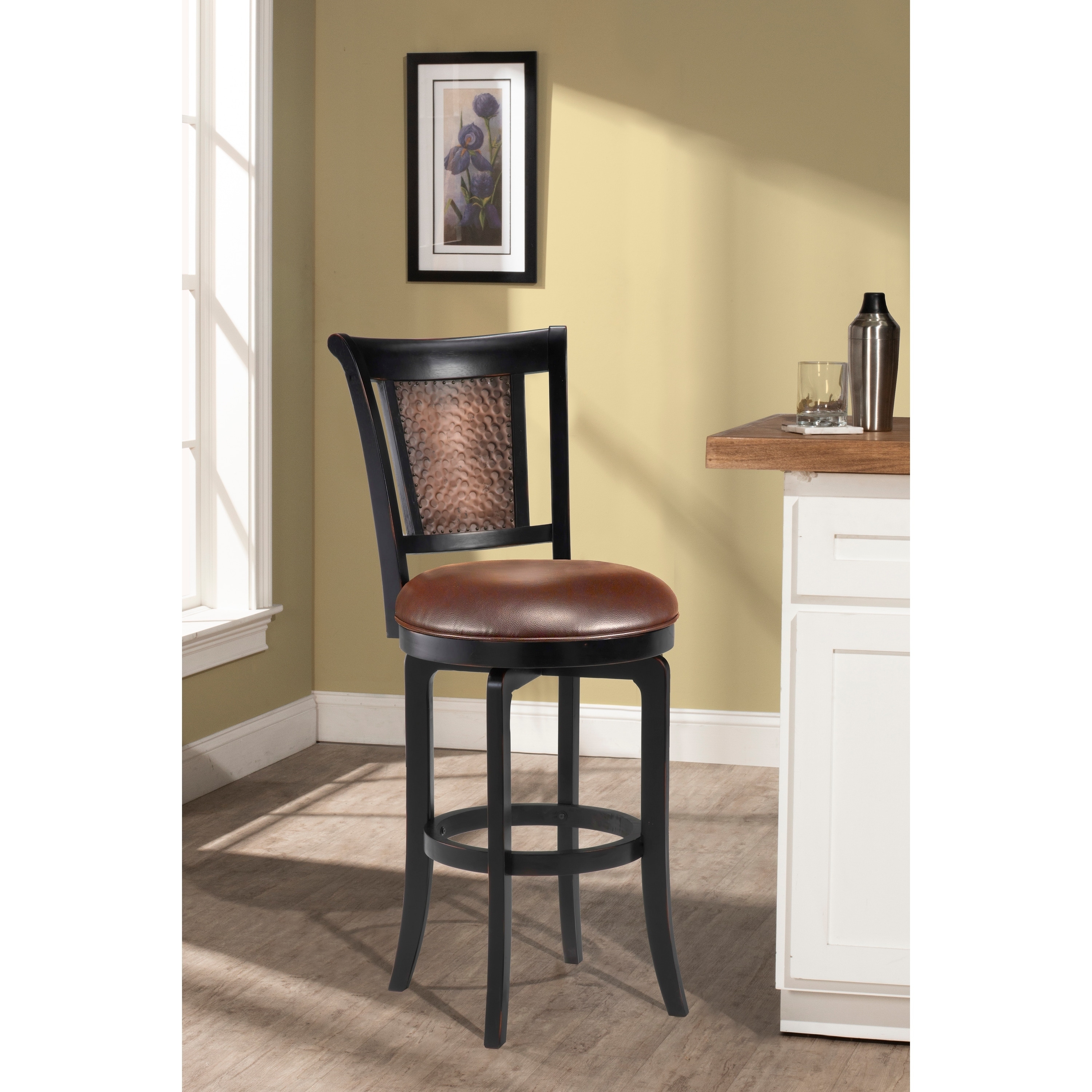 Cecily Black Honey And Hammered Copper Stool