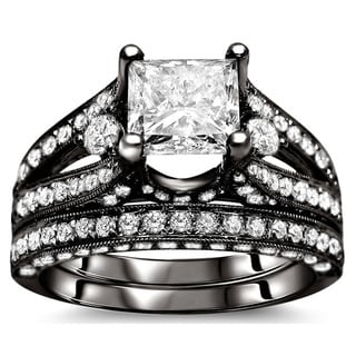 Noori 18k Black Gold 2 3 5ct Princess Diamond Bridal Set On Noori 18k Black Gold 2 3 5ct Princess Diamond Bridal Set On Free Shipping Today 8757279