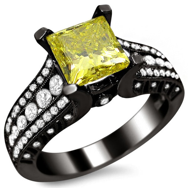 Shop Noori 18k Black Gold 2 Ct Certified Canary Yellow Princess-cut ...