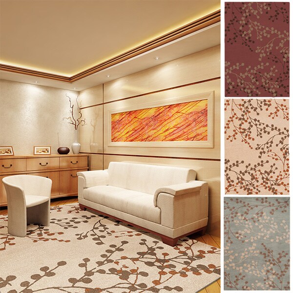 Hand-tufted Amador Contemporary Floral Wool Area Rug - 5' x 7'9