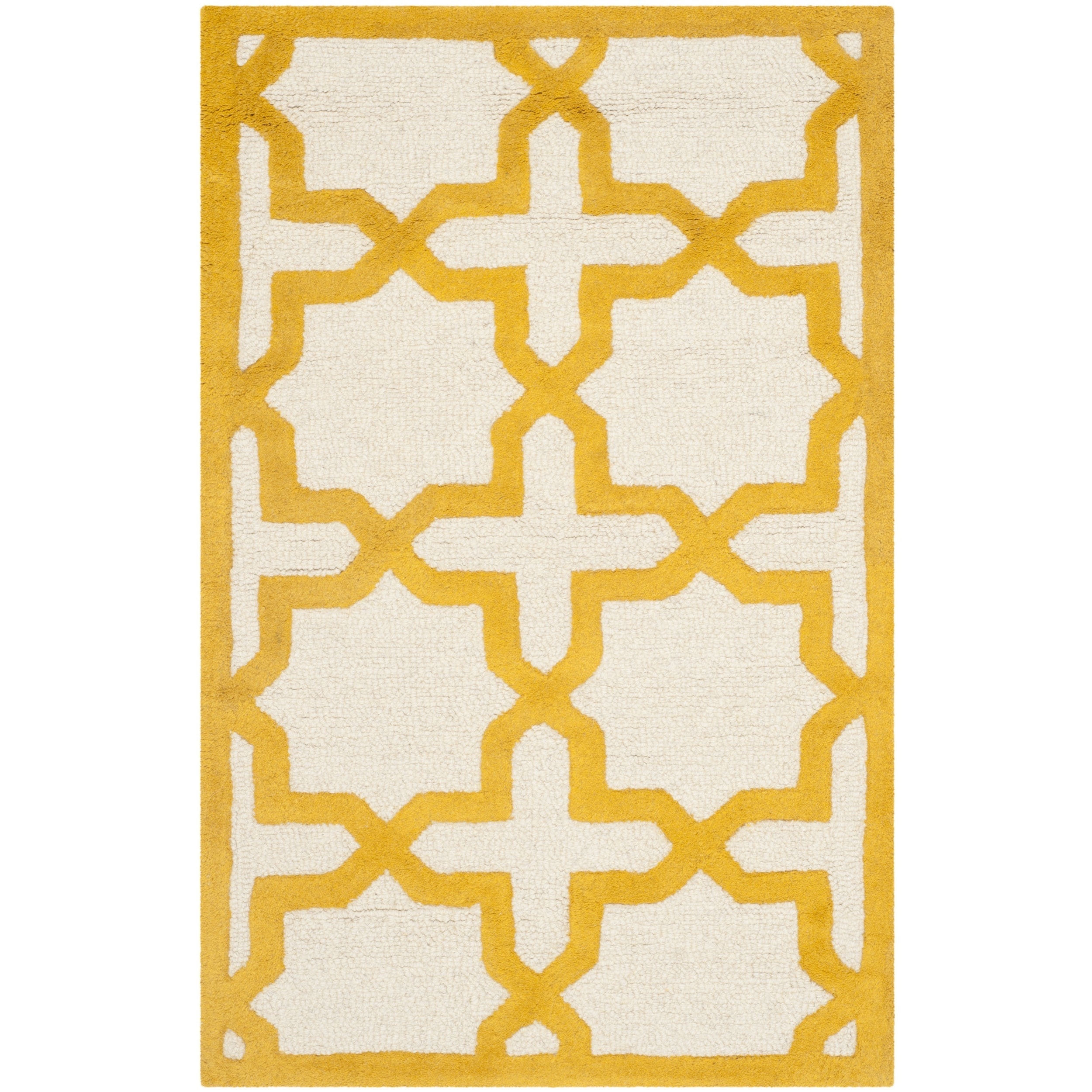 Safavieh Handmade Moroccan Cambridge Ivory/ Gold Wool Rug (26 X 4)