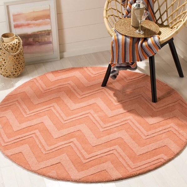 Safavieh Handmade Impressions Peach Wool Rug 5' Round Free Shipping