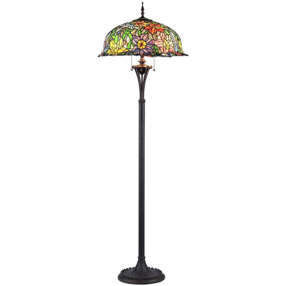 Tiffany Style 3-light Floral Design Art Glass Floor Lamp