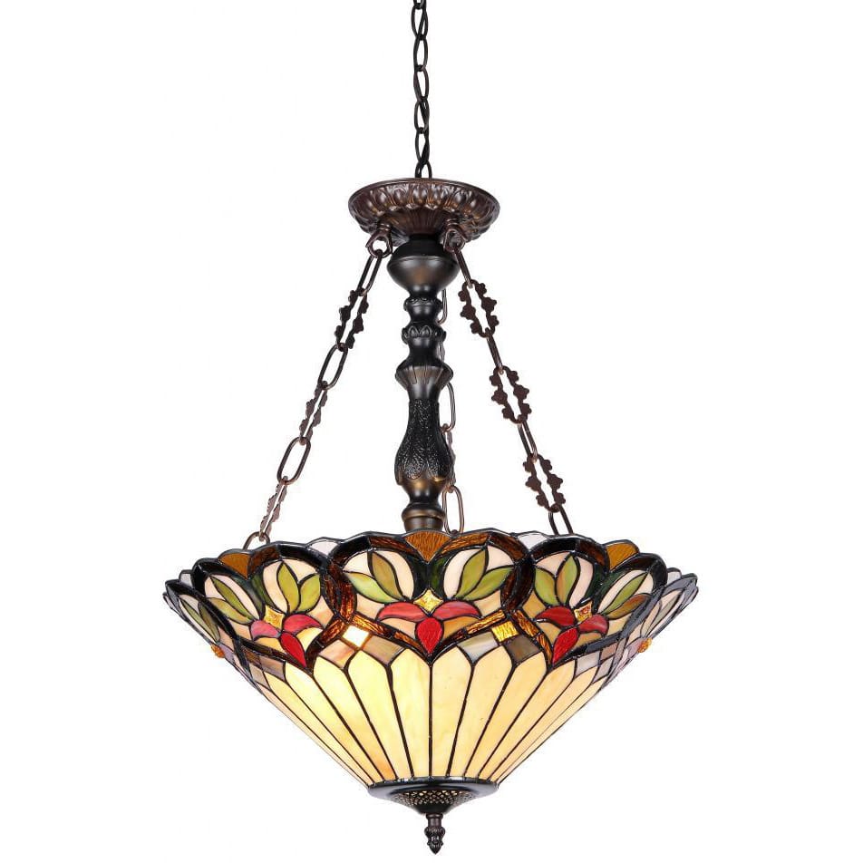 Tiffany Style Victorian Design 2-light Art Glass Inverted Pendant