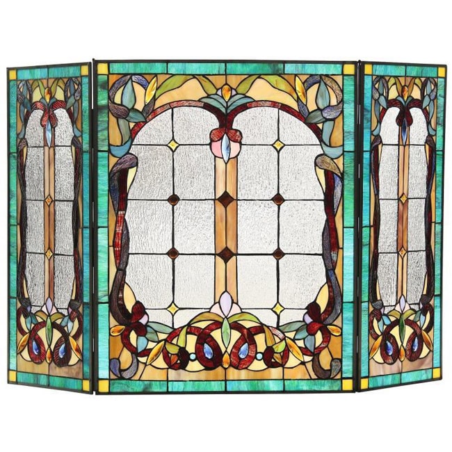 Tiffany-Style Victorian Design Fireplace Screen