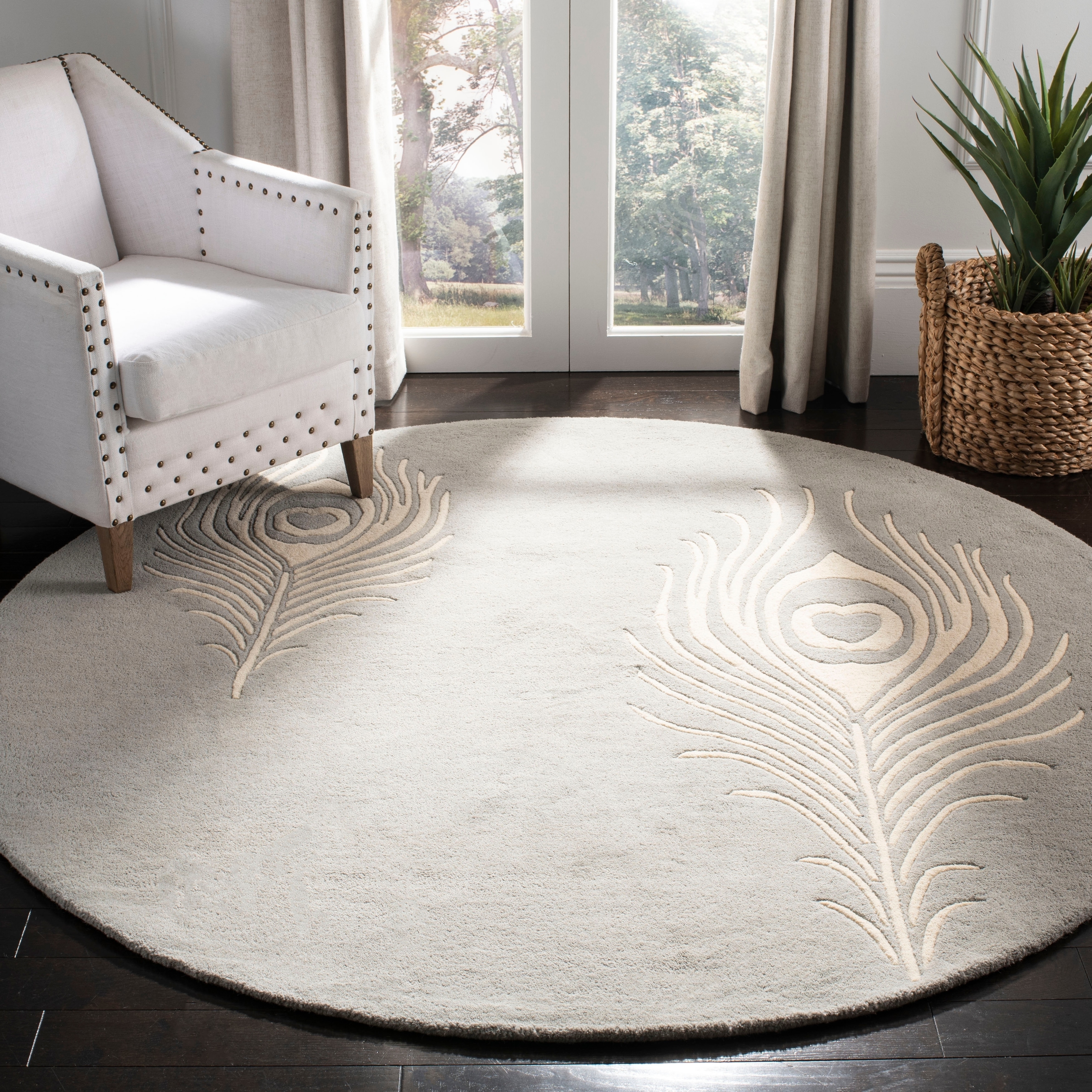 Safavieh Handmade Soho Grey/ Ivory New Zealand Wool/ Viscose Rug (6 Round)