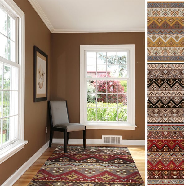 Hand-tufted Plumas Transitional Aztec Wool Area Rug