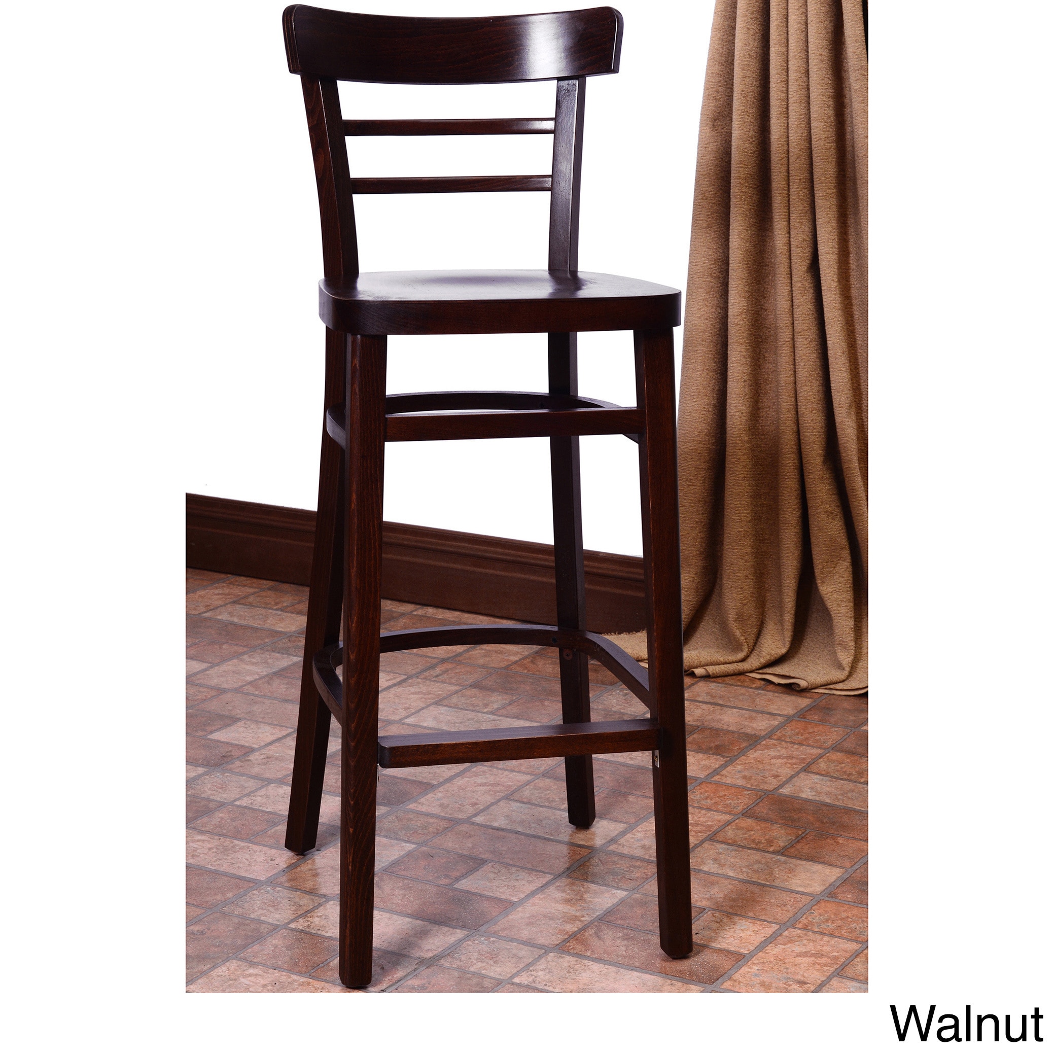 Economy Walnut Solid Beechwood Bar Stool