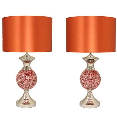 Casa Cortes Artisan-crafted Rust Orange Mosaic Table Lamps (Set of 2)
