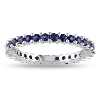 Miadora 14k White Gold 3/5ct TGW Blue Sapphire Eternity Ring