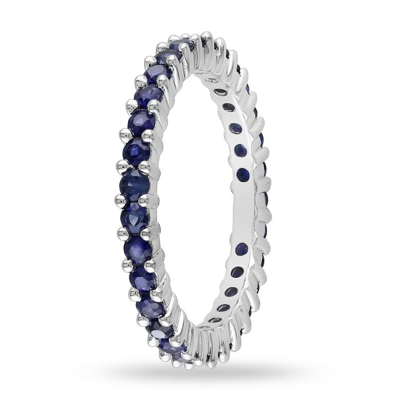 Miadora 14k White Gold 3/5ct TGW Blue Sapphire Eternity Ring