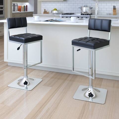 CorLiving Square Tufted Adjustable Leatherette Barstool (Set of 2)