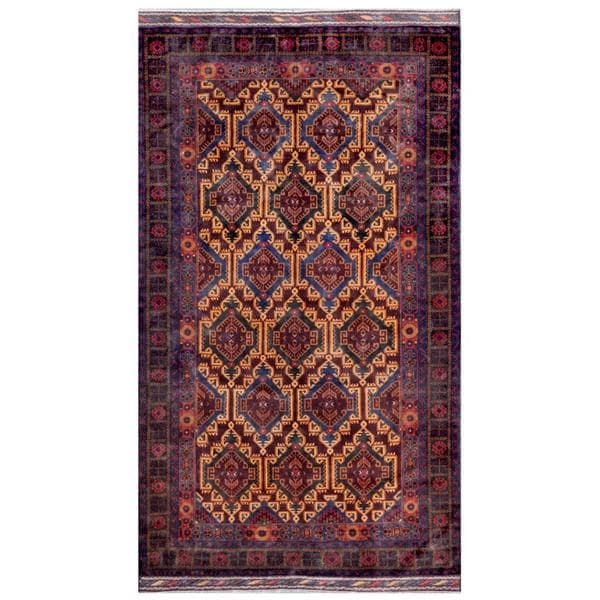 Herat Oriental Afghan Hand knotted Tribal Balouchi Blue/ Gold Wool Rug