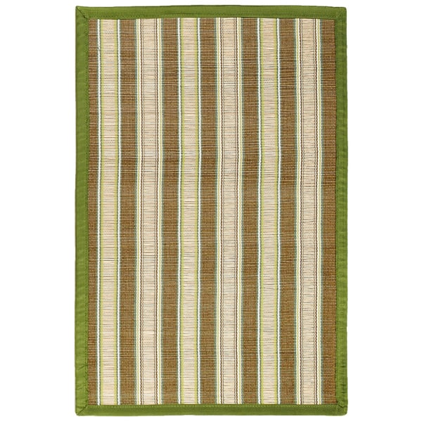 Shore Green Stripe Bamboo Rug (4 x 6)   Shopping   Great