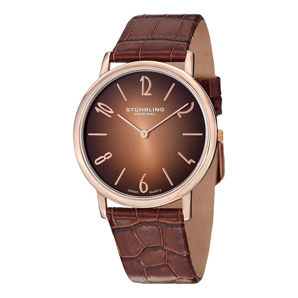 Stuhrling Original Men's Cuvette Contra Swiss Quartz Strap Watch