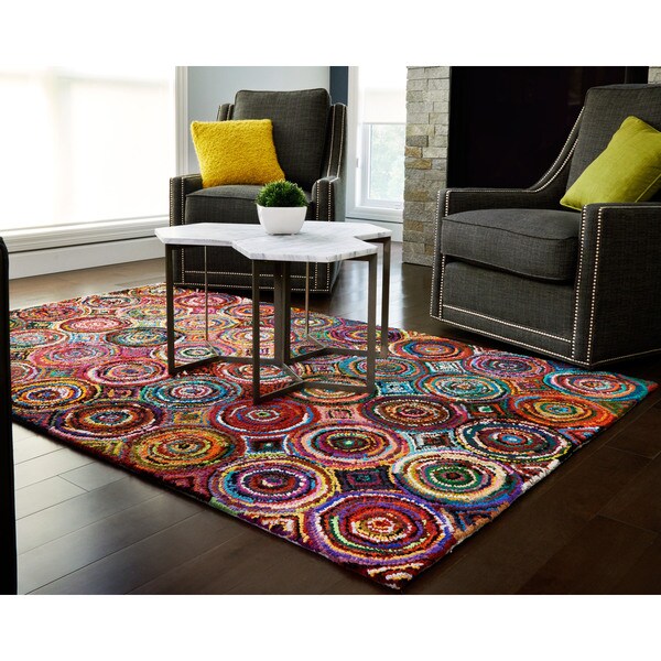 Jani Tangi Multi-Colored Circles Pattern Recycled Cotton Rug - multi/multi-color - 4' x 6'