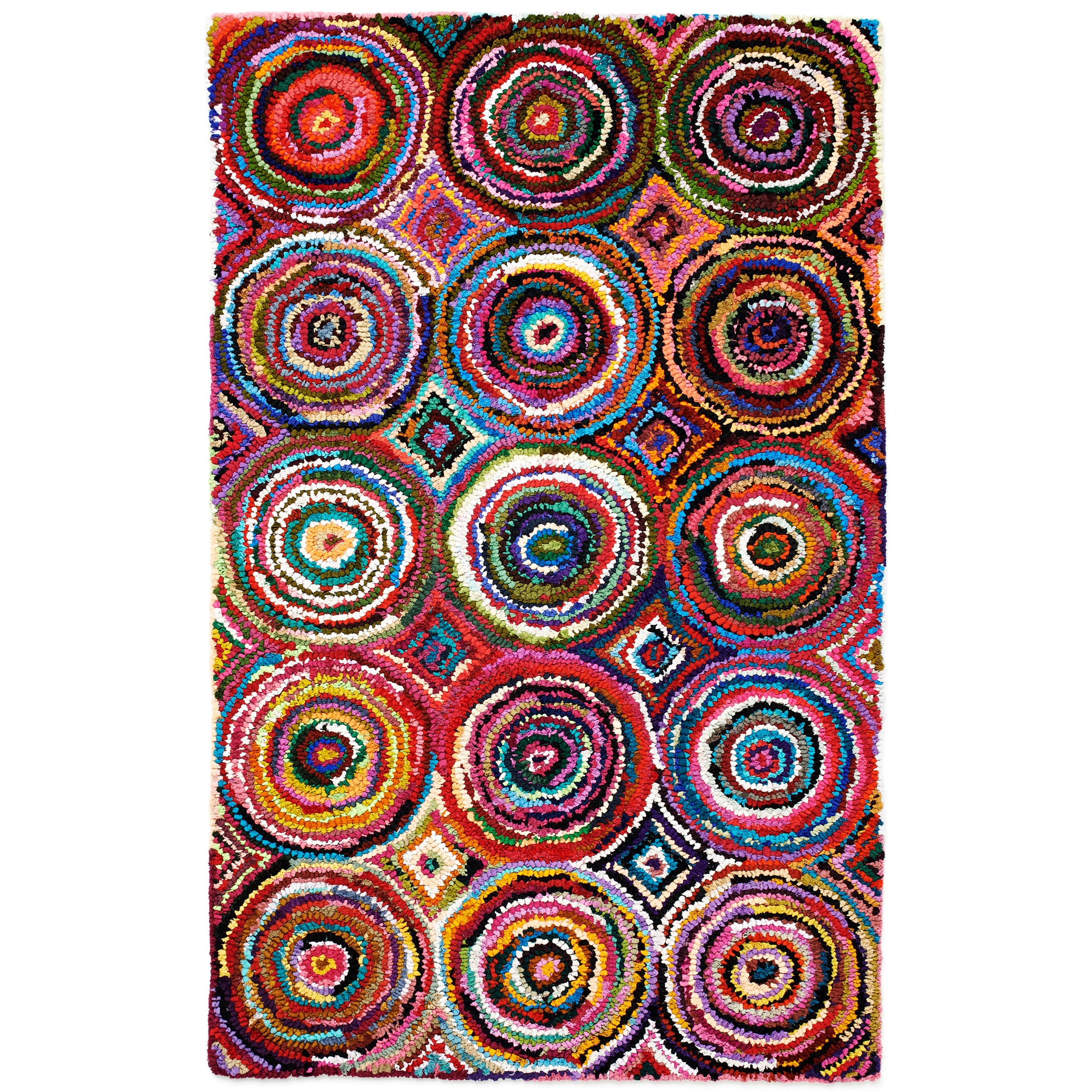 Tangi Multi colored Circles Pattern Recycled Cotton Rug (10 X 14)