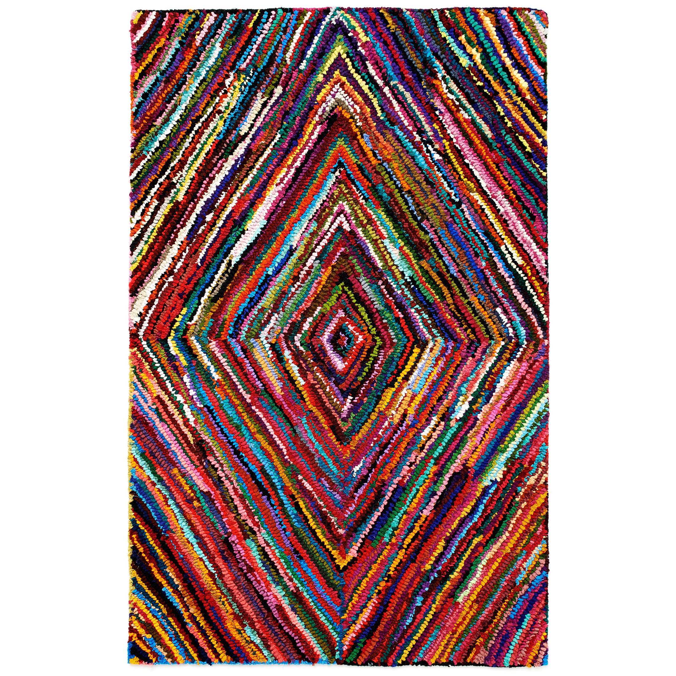 Kesa Multi colored Diamond Pattern Recycled Cotton Rug (5x8)