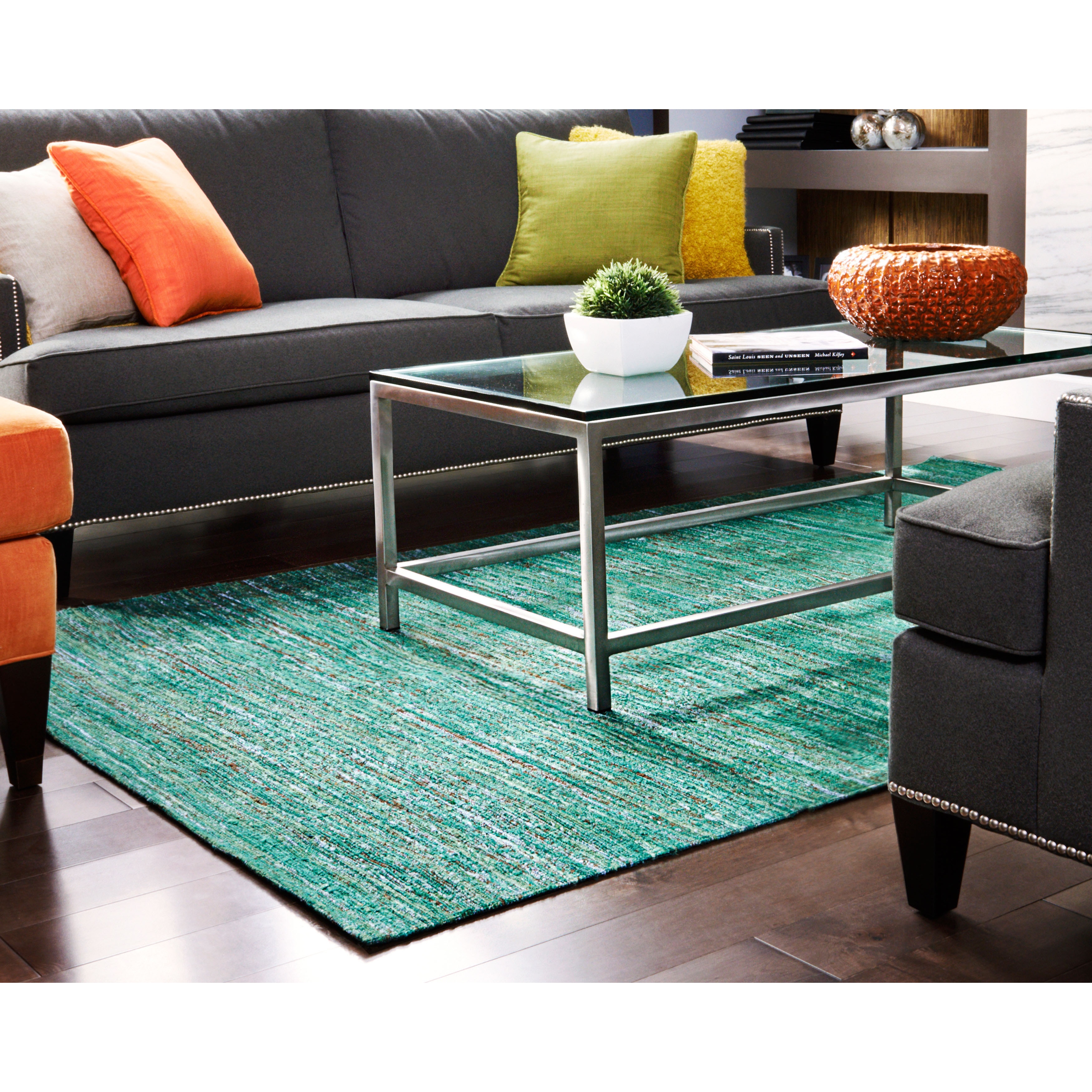 Shop Ema Emerald Green Sari Flatweave Rug 8' x 10' Free Shipping